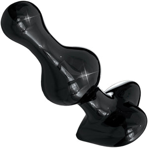 Icicles No. 74 Black Glass Anal Plug With Heart Shaped Base