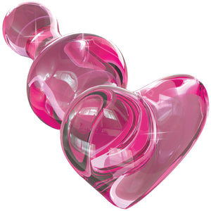 Icicles No. 75 Pink Glass Anal Plug With Heart Shaped Base