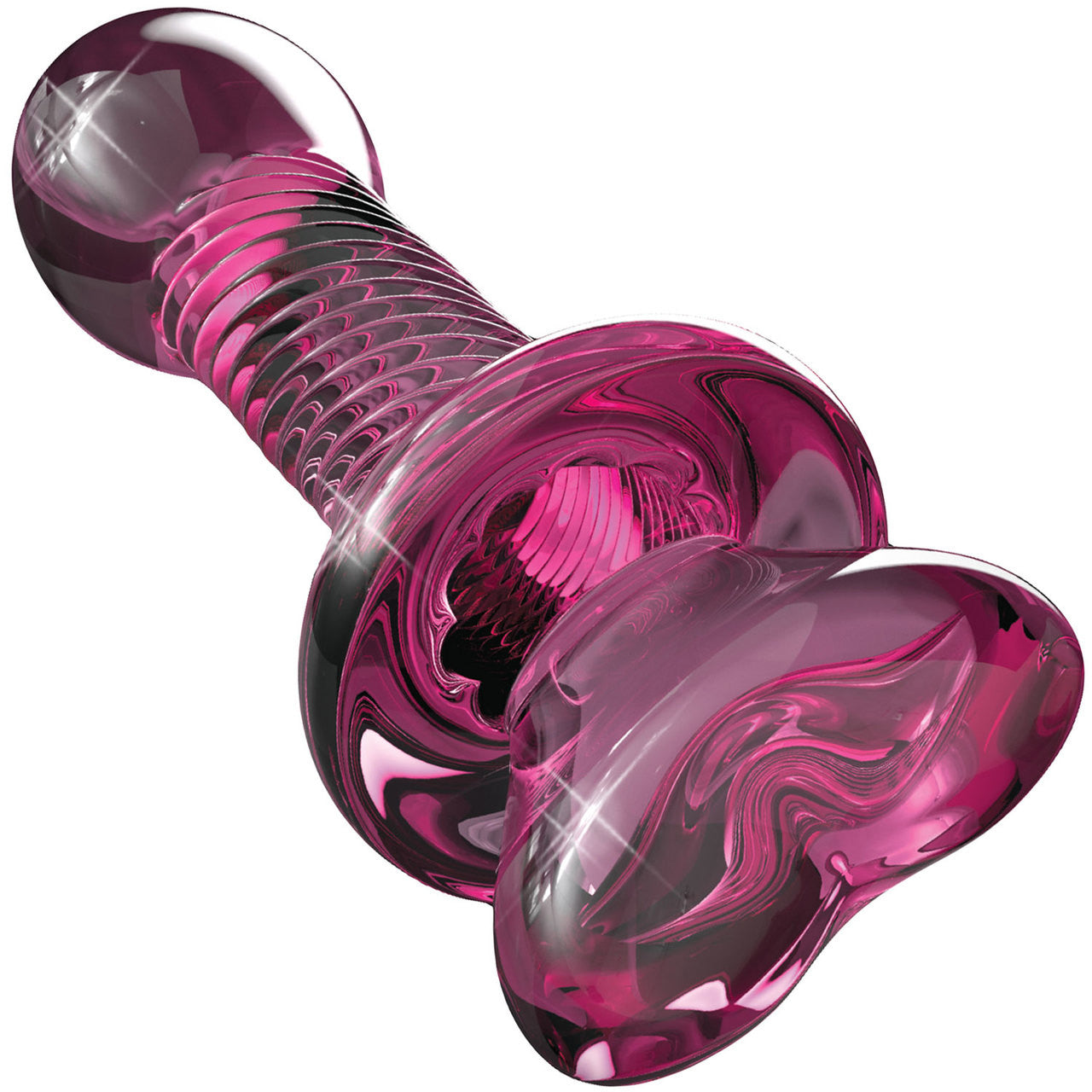 Icicles No. 82 Pink Glass Probe With Swirl Pattern & Heart Shaped Base