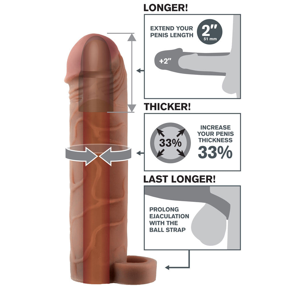 Fantasy X-tensions Perfect 2" Penis Extension with Ball Strap - Caramel