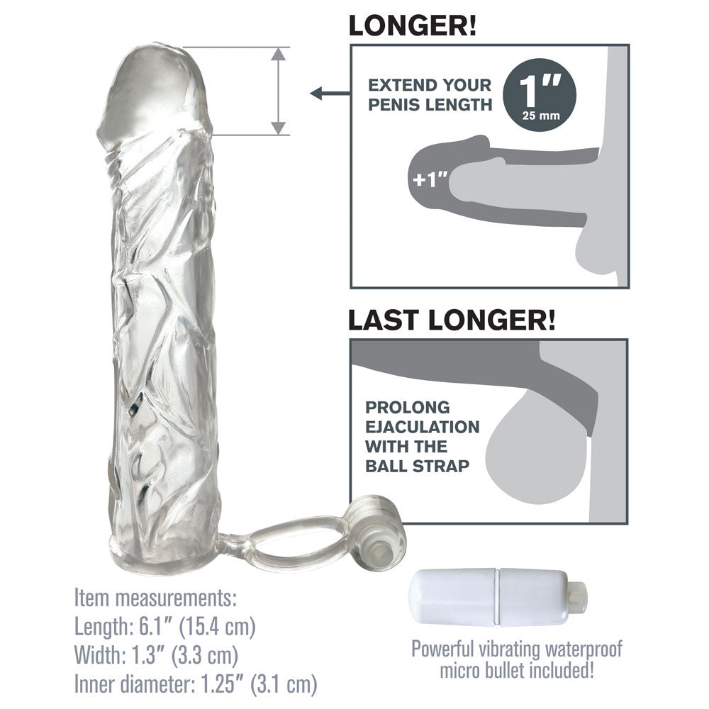 Fantasy X-tensions Vibrating Super Penis Sleeve - Clear