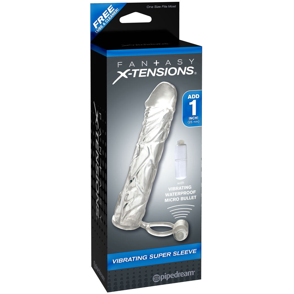 Fantasy X-tensions Vibrating Super Penis Sleeve - Clear