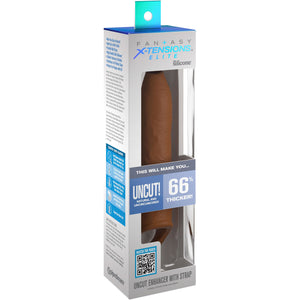 Fantasy X-tensions Elite Silicone 7" Uncut Penis Extension With Ball Strap - Caramel