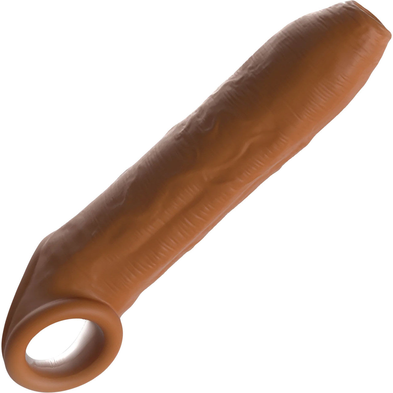 Fantasy X-tensions Elite Silicone 7" Uncut Penis Extension With Ball Strap - Chocolate