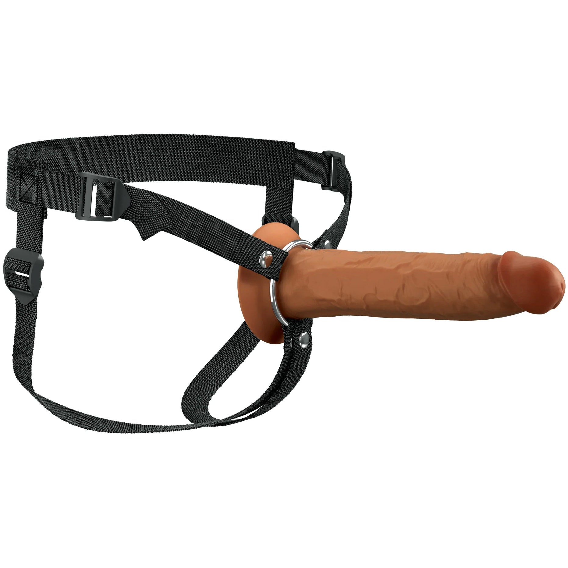 Fantasy X-Tensions Elite 9" Hollow Silicone Strap-On Dual Density Dildo & Harness Kit - Caramel
