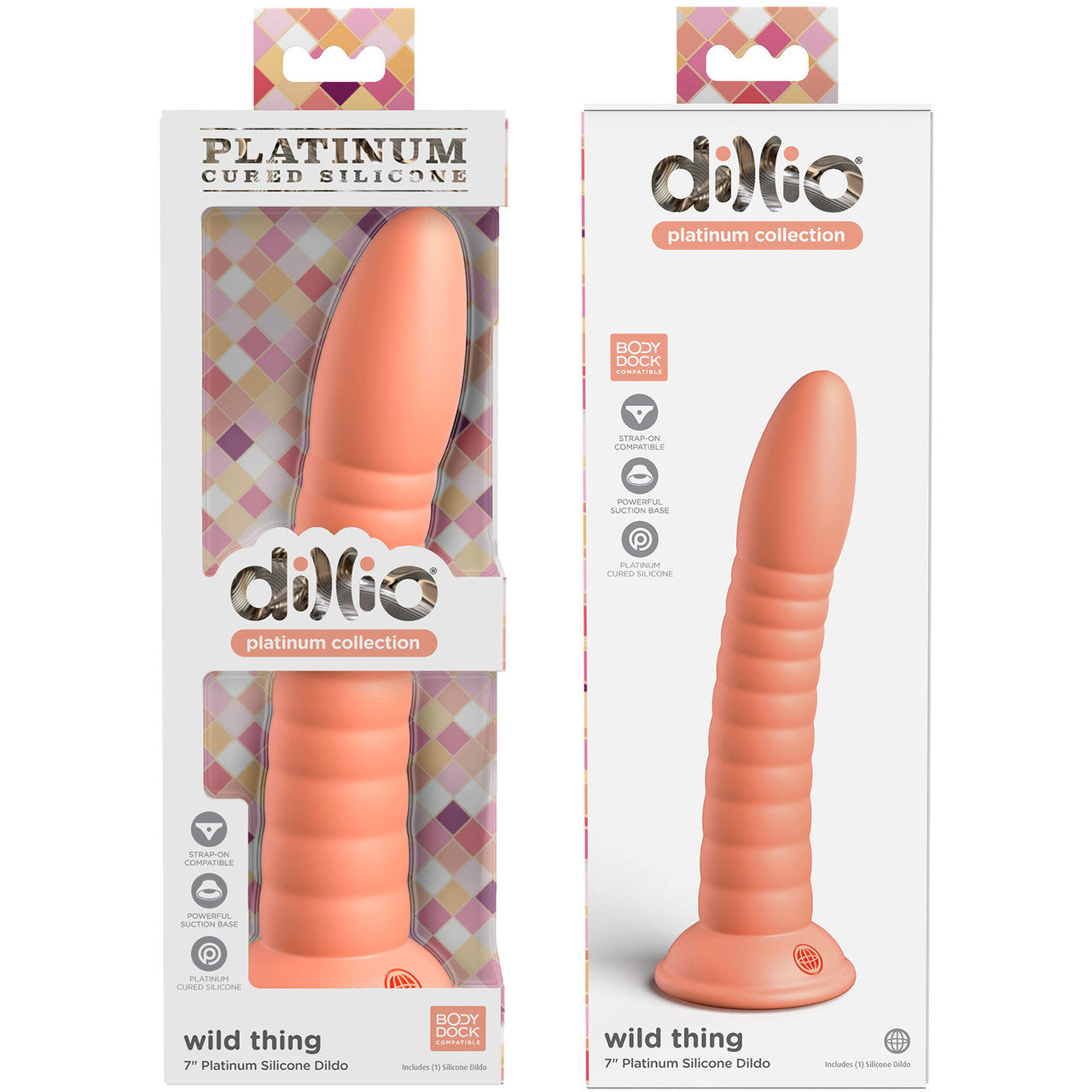 Dillio Platinum Wild Thing Silicone 7" Suction Cup Dildo - Peach