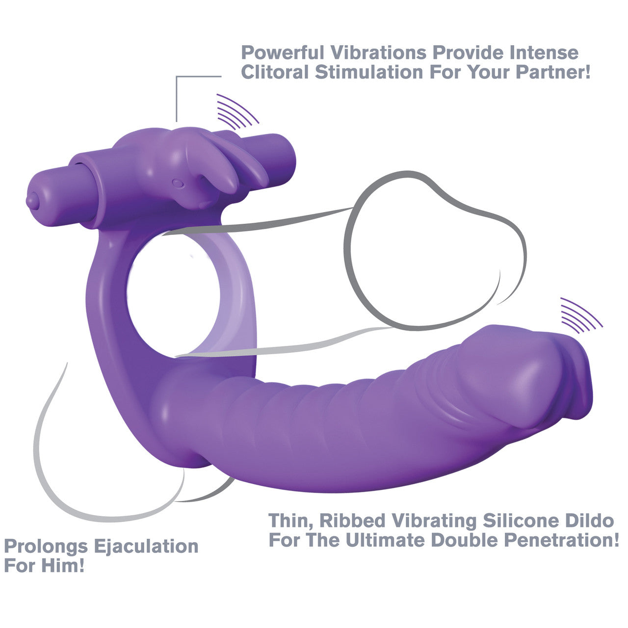 Fantasy C-Ringz Silicone Double Penetrator Rabbit By Pipedream - Purple