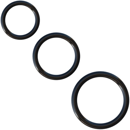 Fantasy C-Ringz Silicone 3-Ring Stamina Set By Pipedream - Black