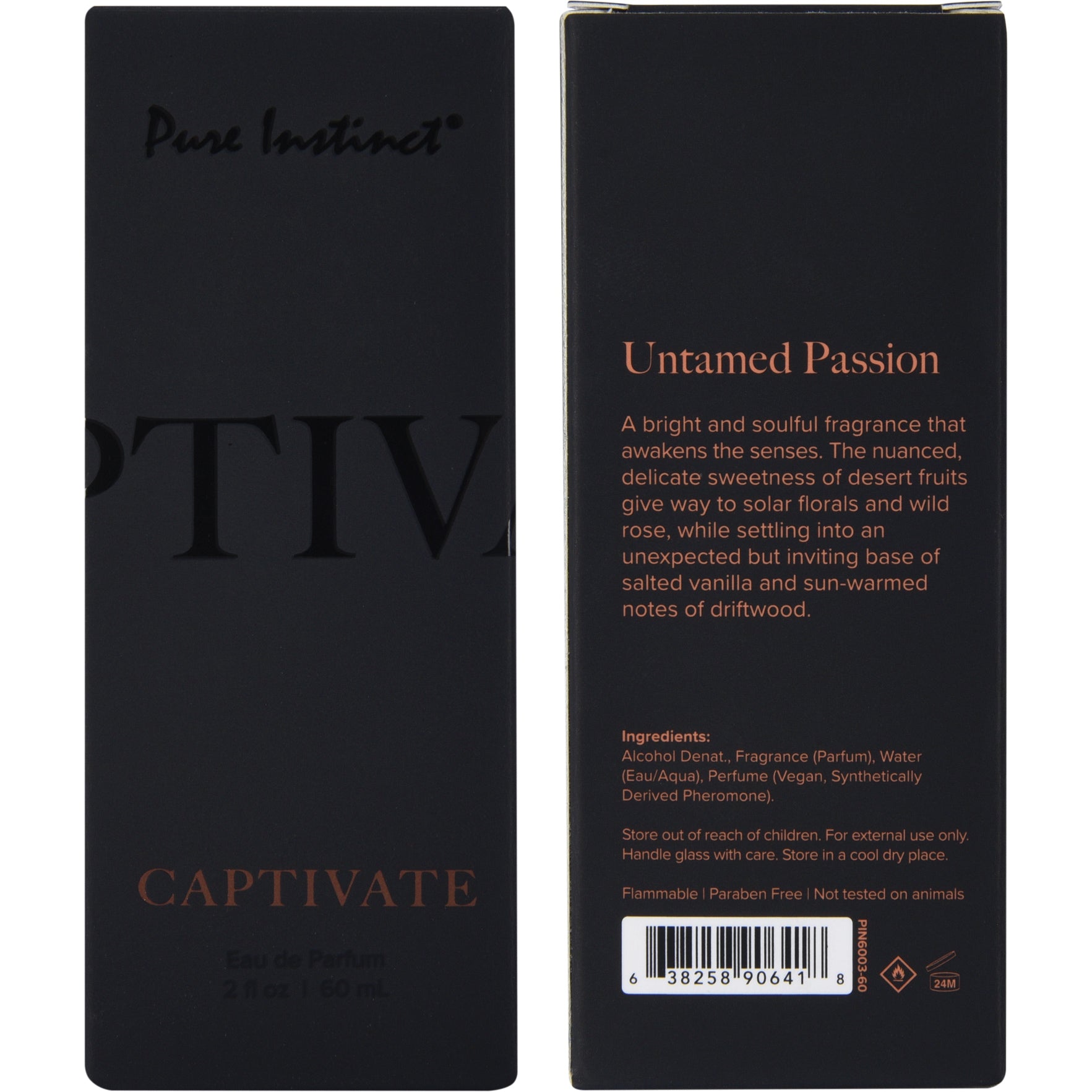 Pure Instinct Black Collection Pheromone Infused Perfume Oil Spray 2 oz - Captivate