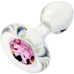 Pink Crystal Glass Butt Plug By Crystal Delights