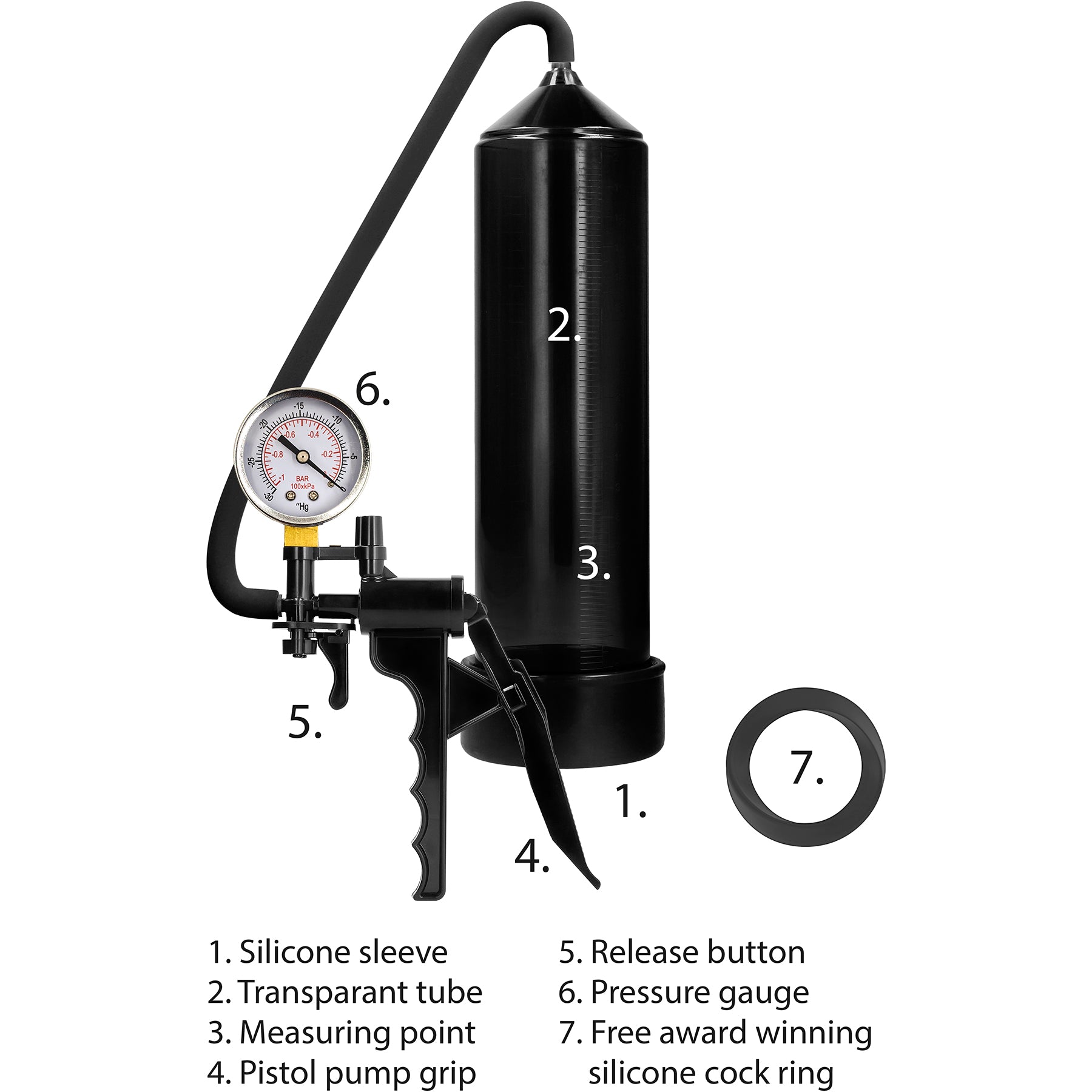 Pumped Elite Beginner Penis Pump With PSI Gauge By Shots - Black