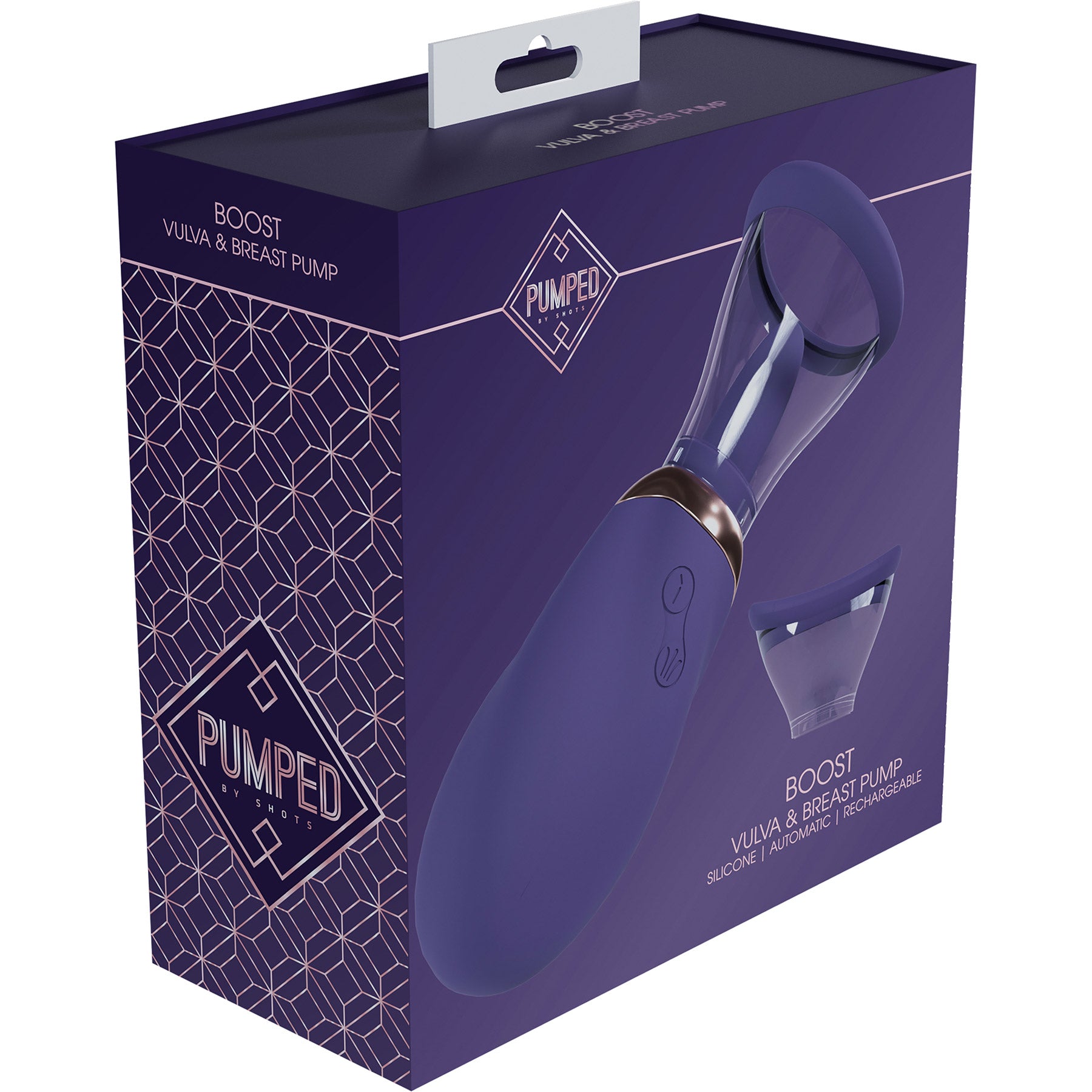 Pumped Boost Automatic Silicone Rechargeable Vulva & Breast Pump With Tongue - Purple