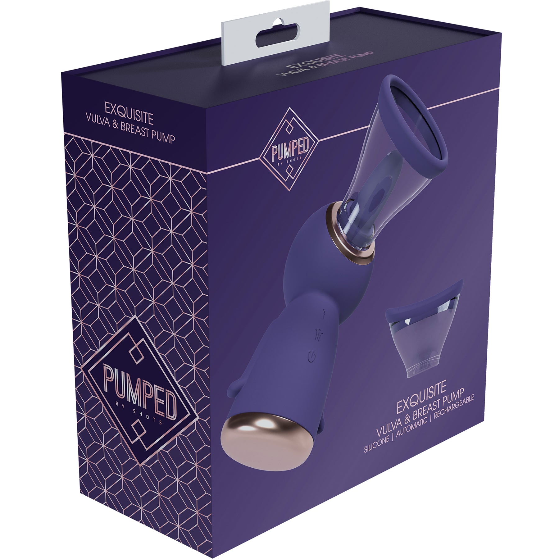 Pumped Exquisite Automatic Silicone Rechargeable Vulva & Breast Pump By Shots - Purple