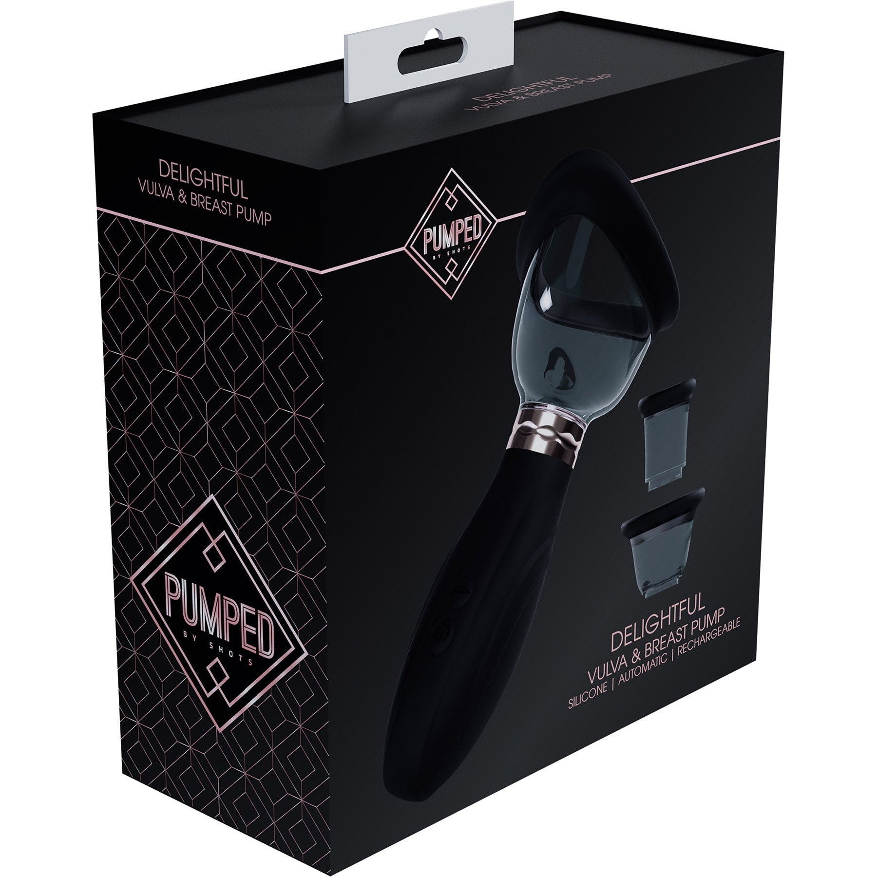 Pumped Delightful Automatic 5-Speed Silicone Vulva, Clitoris, Nipple & Breast Pump - Black