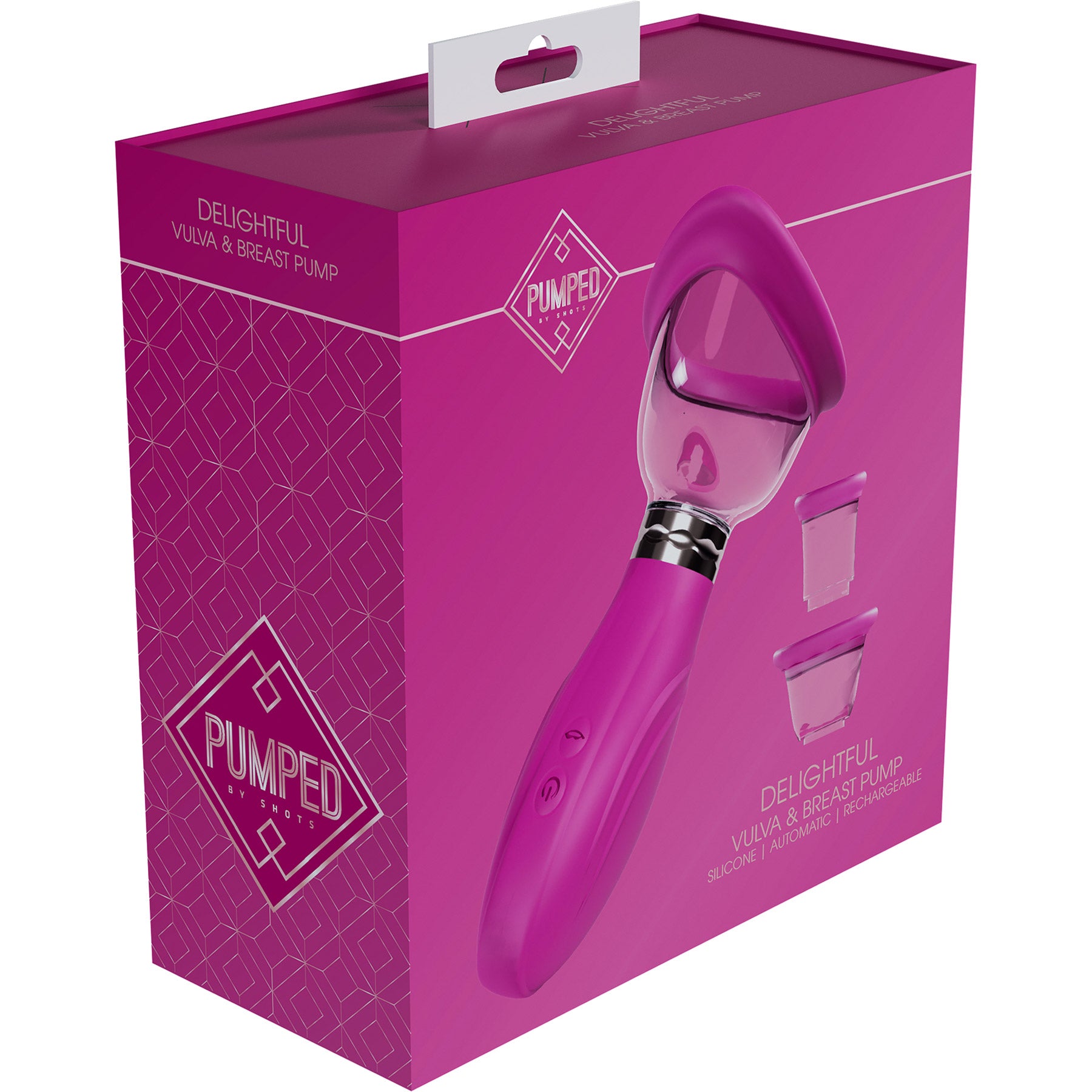 Pumped Delightful Automatic 5-Speed Silicone Vulva, Clitoris, Nipple & Breast Pump - Pink