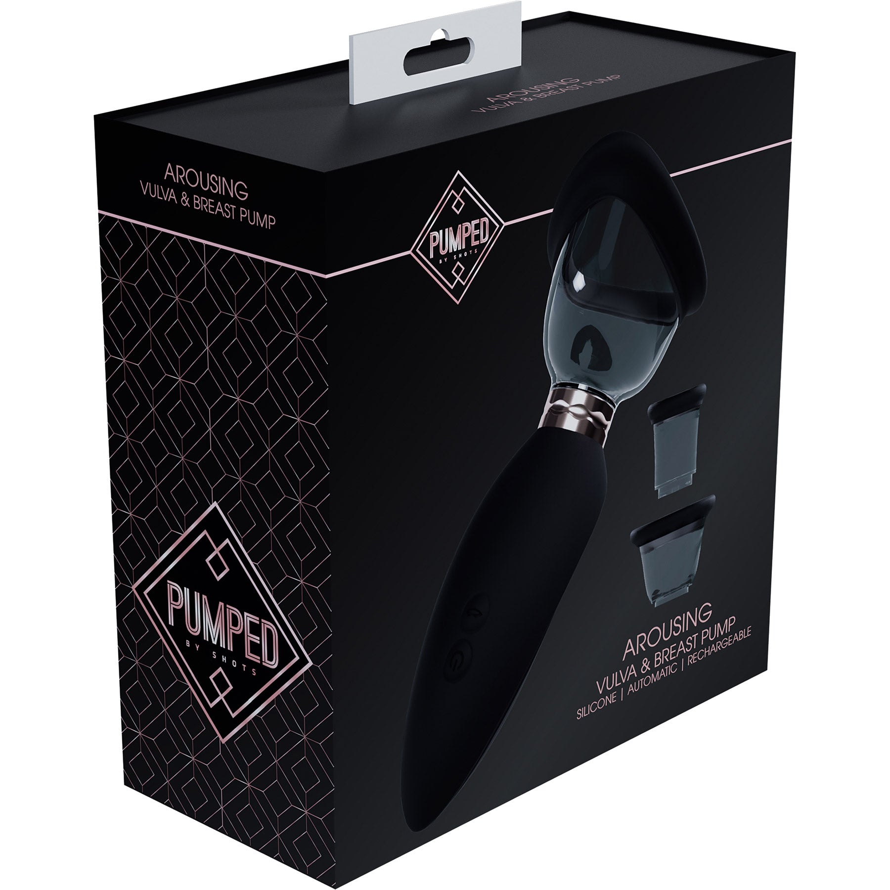 Pumped Arousing Automatic 5-Speed Silicone Vulva, Clitoris, Nipple & Breast Pump - Black