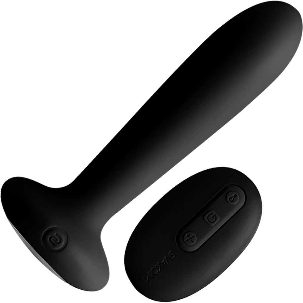 SVAKOM Primo Waterproof Rechargeable Warming Vibrating Silicone Anal Plug With Remote Control - Black
