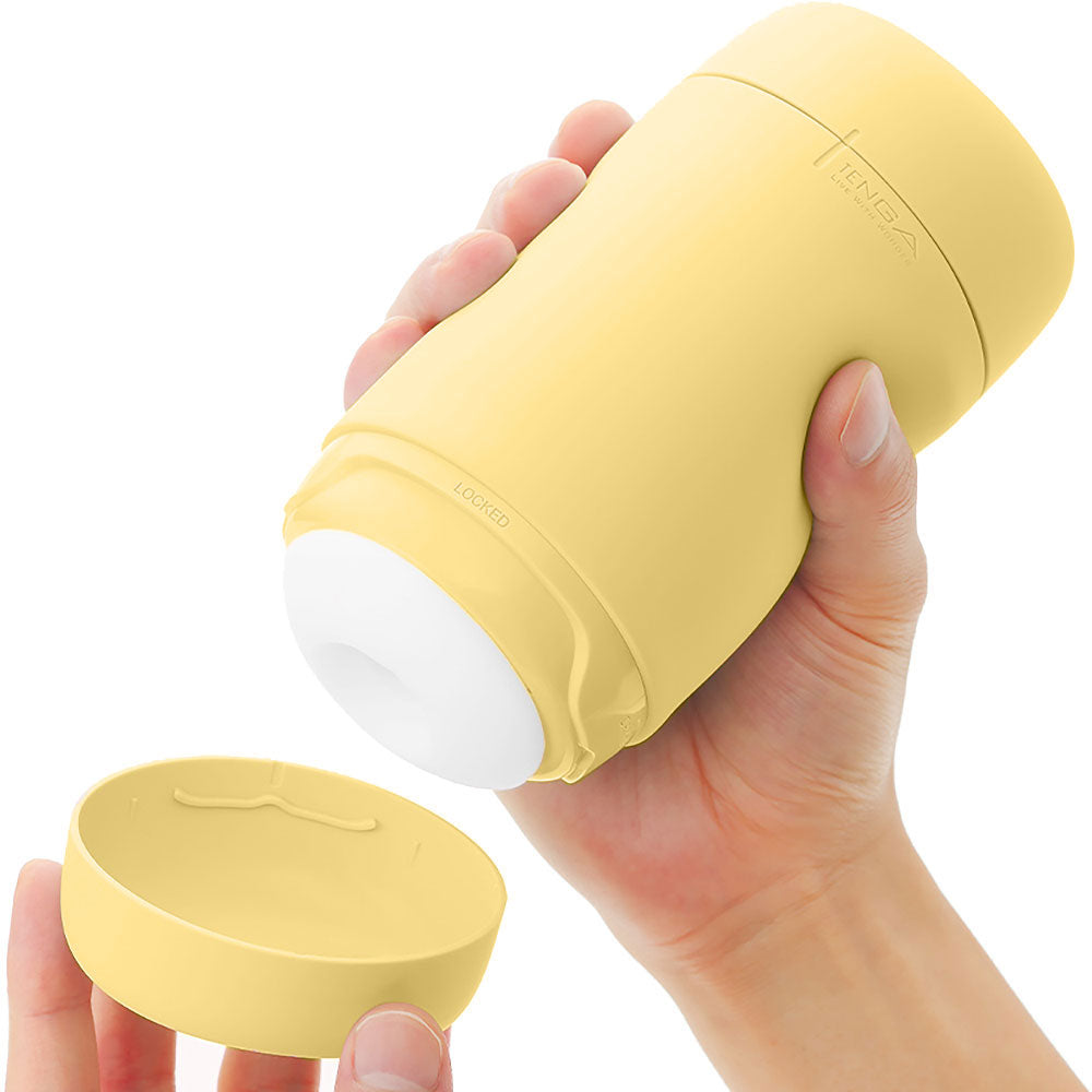 Tenga Puffy Reusable Penis Masturbation Cup - Custard Yellow