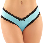 Bottoms Up Dahlia Turquoise Hipster Panty with Keyhole Cutout by Fantasy Lingerie - L/XL