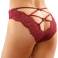 Bottoms Up Ivy Garnet Lace & Mesh Bikini Panty by Fantasy Lingerie - S/M