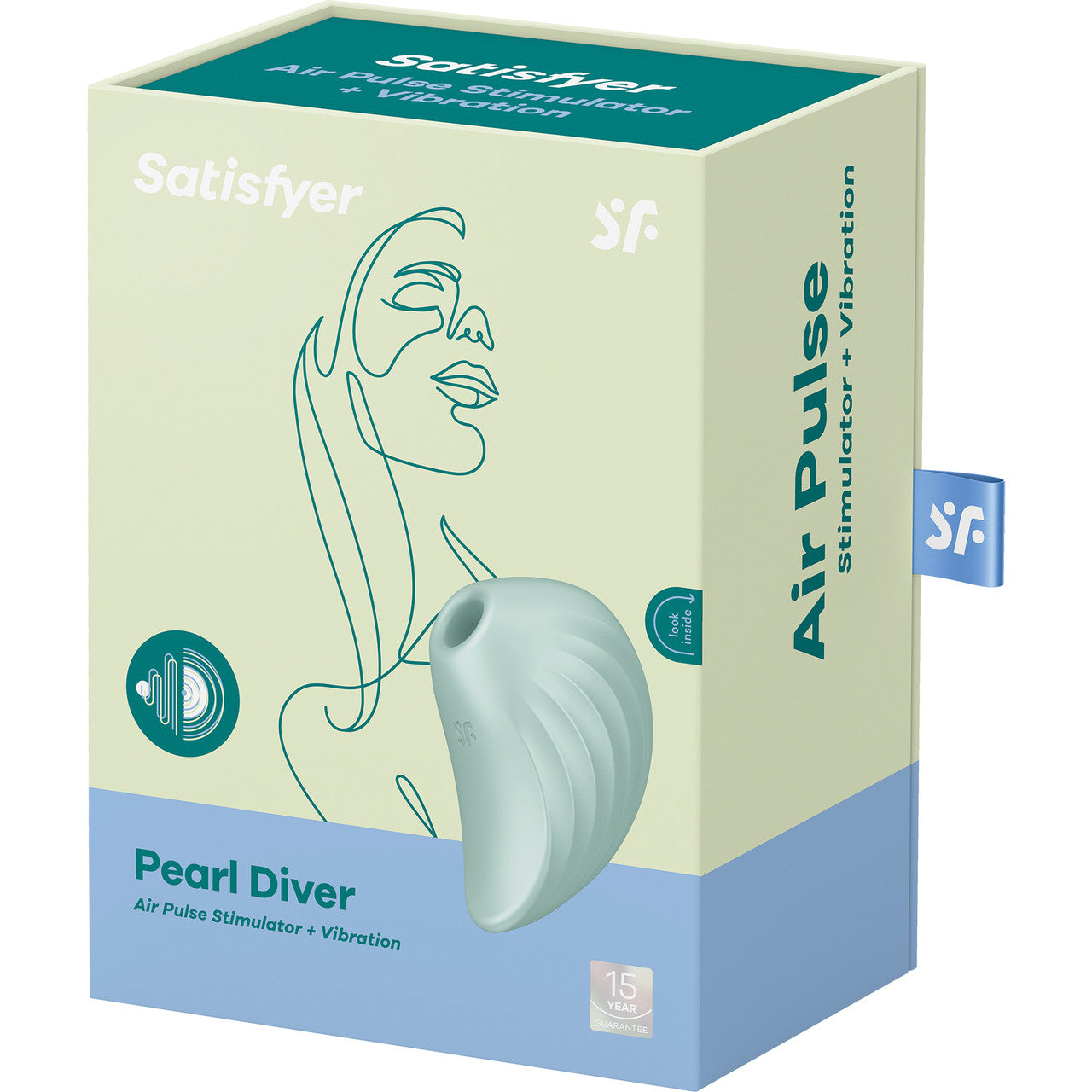 Satisfyer Pearl Diver Pressure Wave Rechargeable Waterproof Clitoral Stimulator - Mint