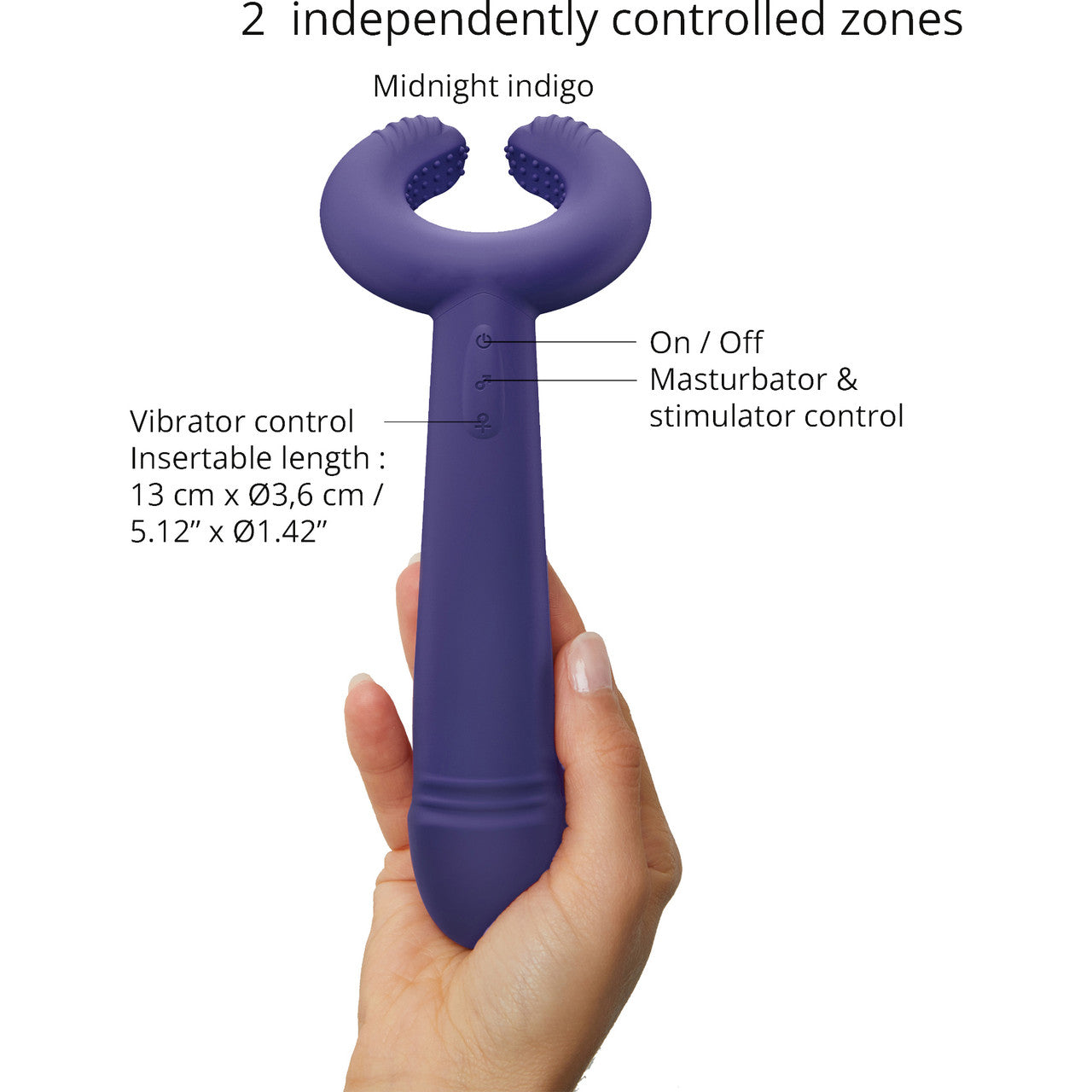 Please Me Rechargeable Silicone Dual Vibrator By Love To Love - Midnight Indigo