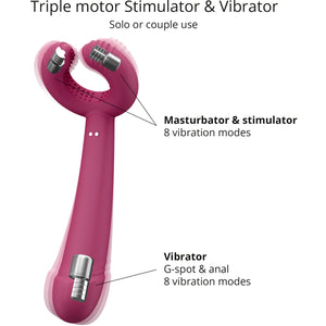 Please Me Rechargeable Silicone Dual Vibrator By Love To Love - Plum Star