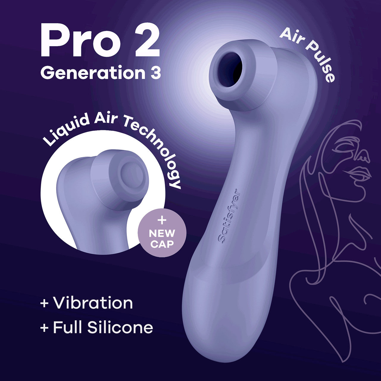 Satisfyer Pro 2 Generation 3 Pressure Wave Rechargeable Waterproof Stimulator - Lilac