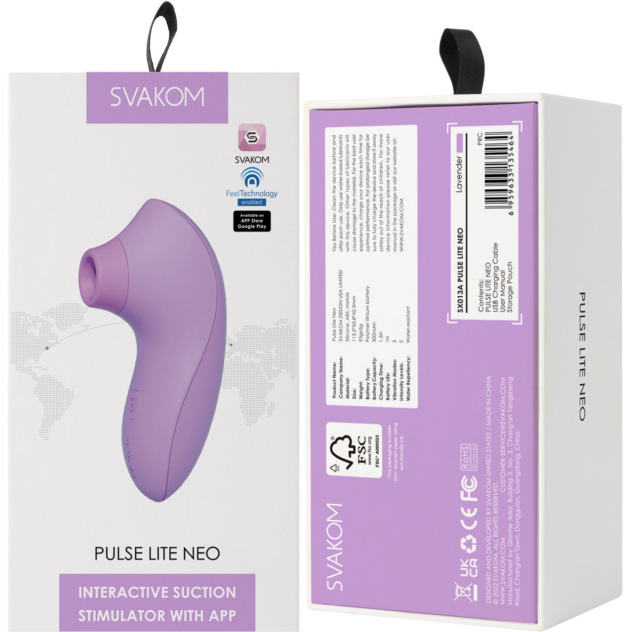 SVAKOM Pulse Lite Neo Rechargeable App Enabled Pressure Wave Clitoral Stimulator - African Violet