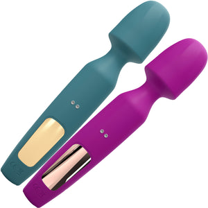 R-evolution Rechargeable Silicone Vibrating Wand With Two Attachments By Love To Love - Teal