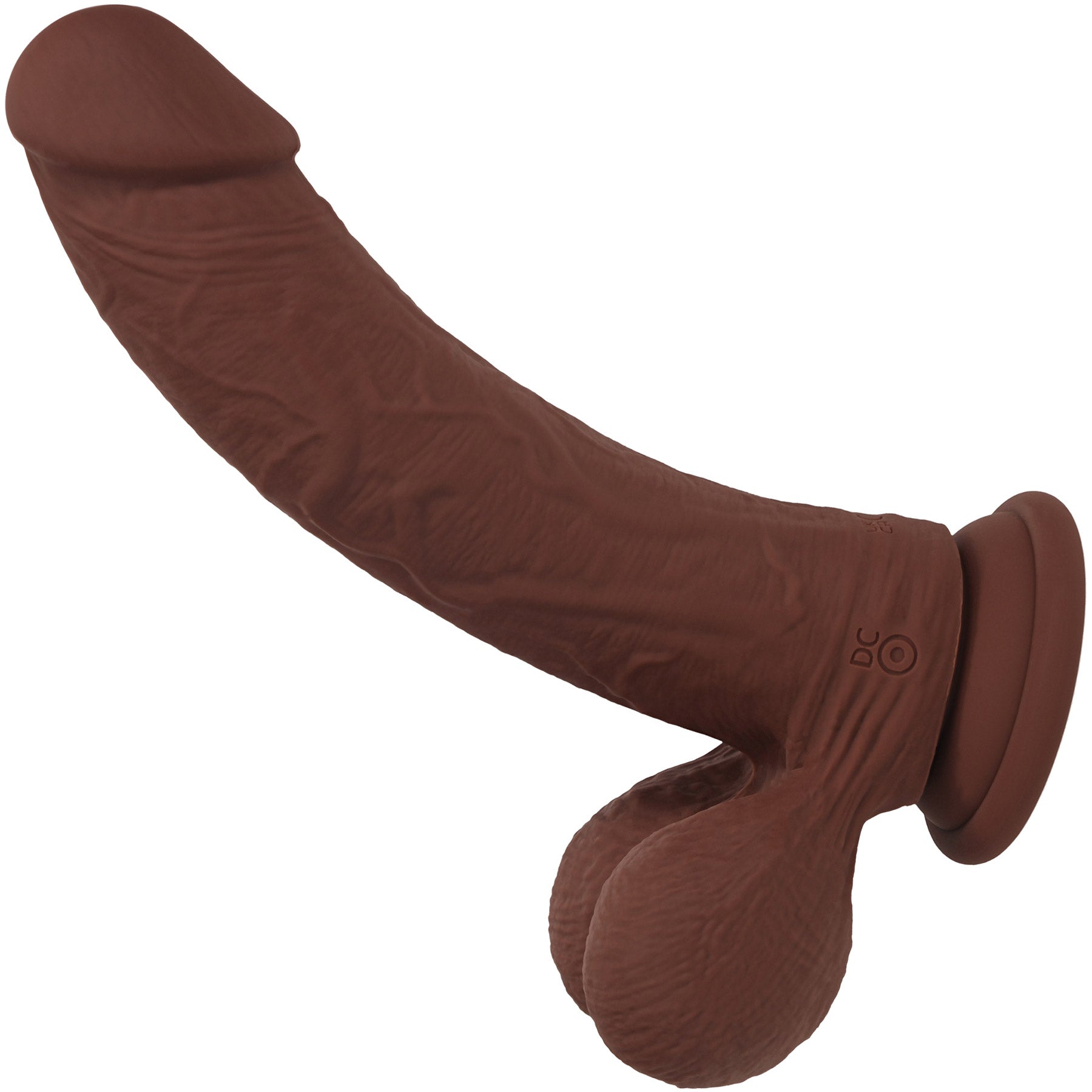 RealRock® 7" Realistic Vibrating Curved Dildo With Weighted Balls - Chocolate