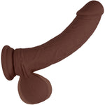 RealRock® Realistic Dual Density Vibrating Silicone Dildo With Weighted Balls - Chocolate