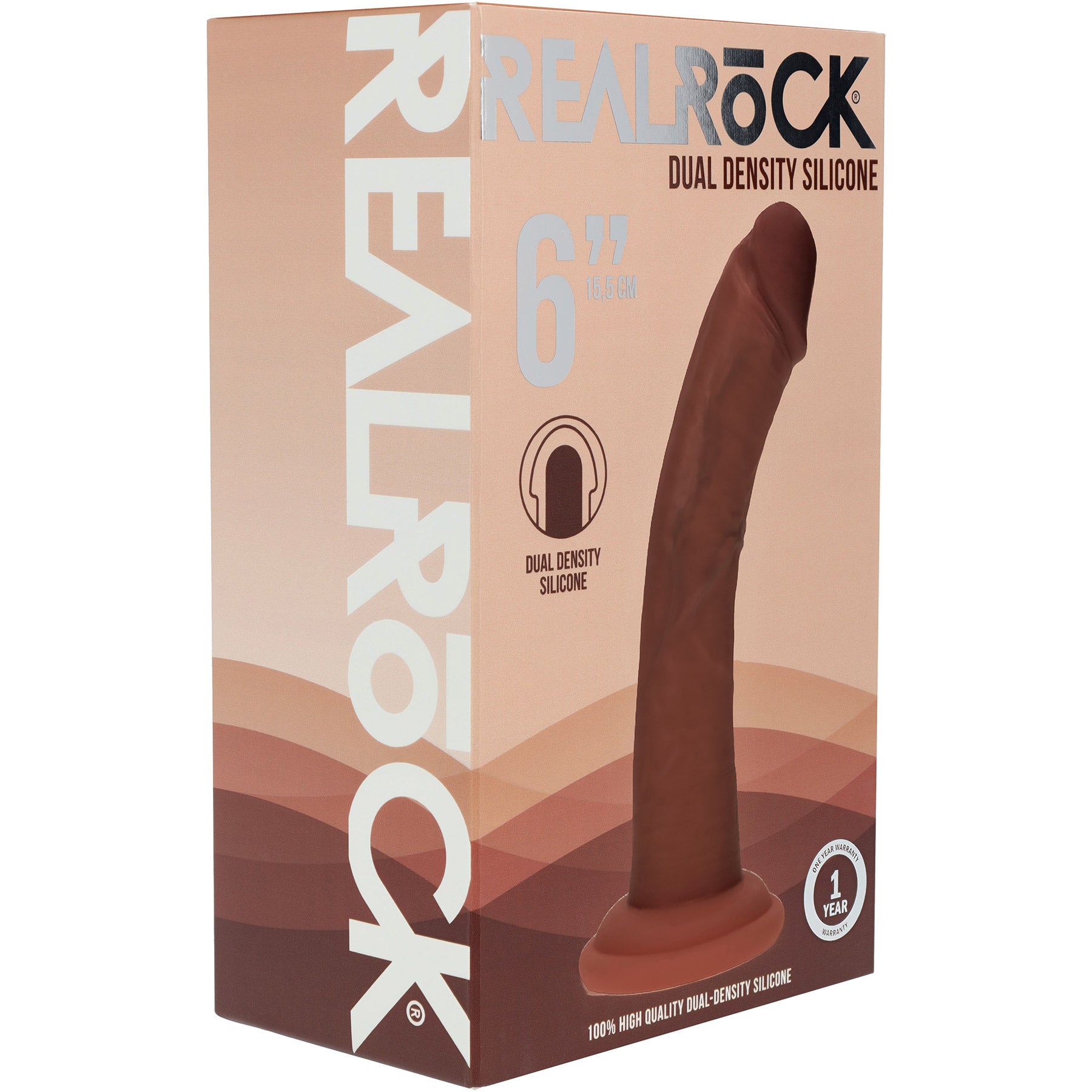 RealRock® 6" Realistic Dual Layered Curved Silicone Suction Cup Dildo - Chocolate