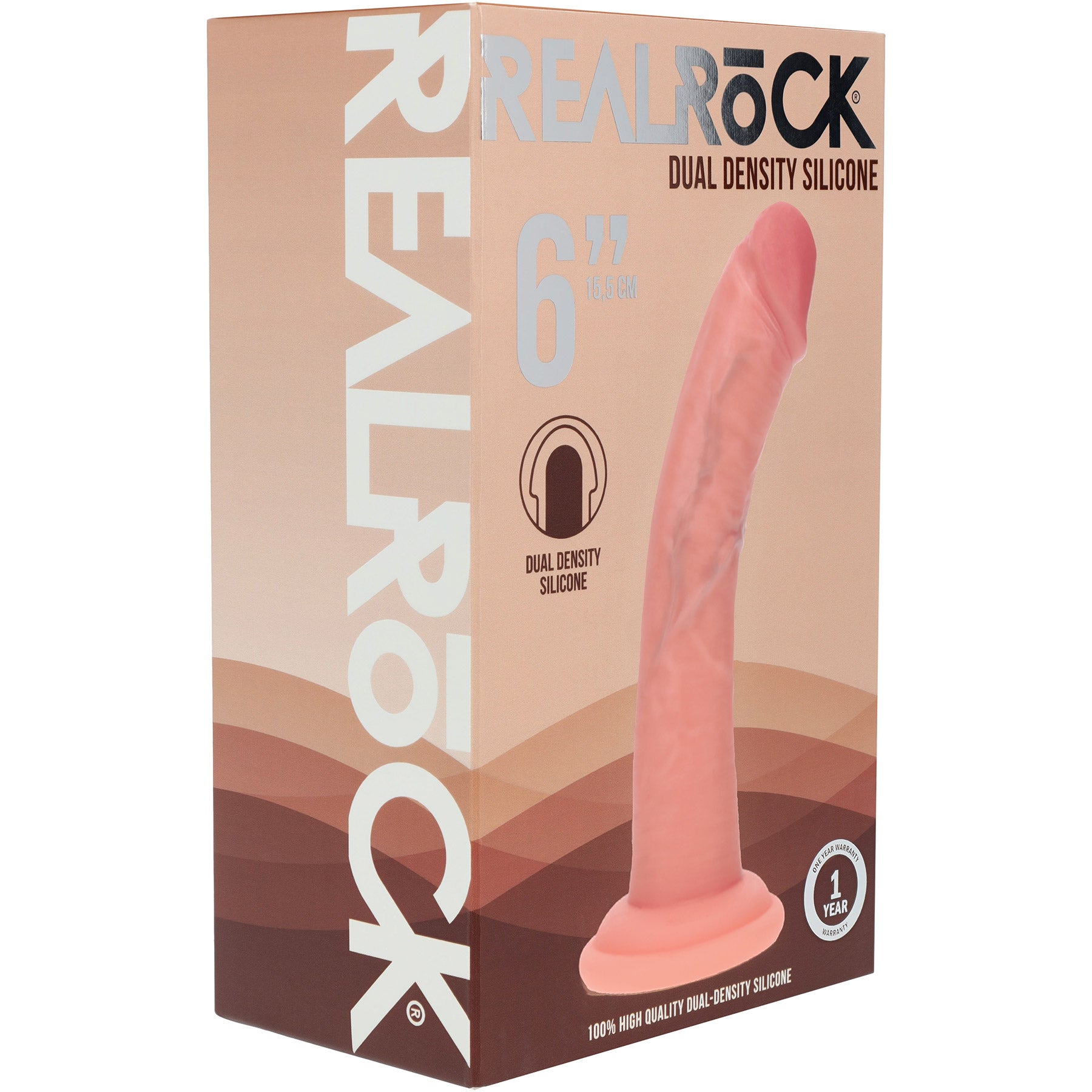 RealRock® 6" Realistic Dual Layered Curved Silicone Suction Cup Dildo - Vanilla