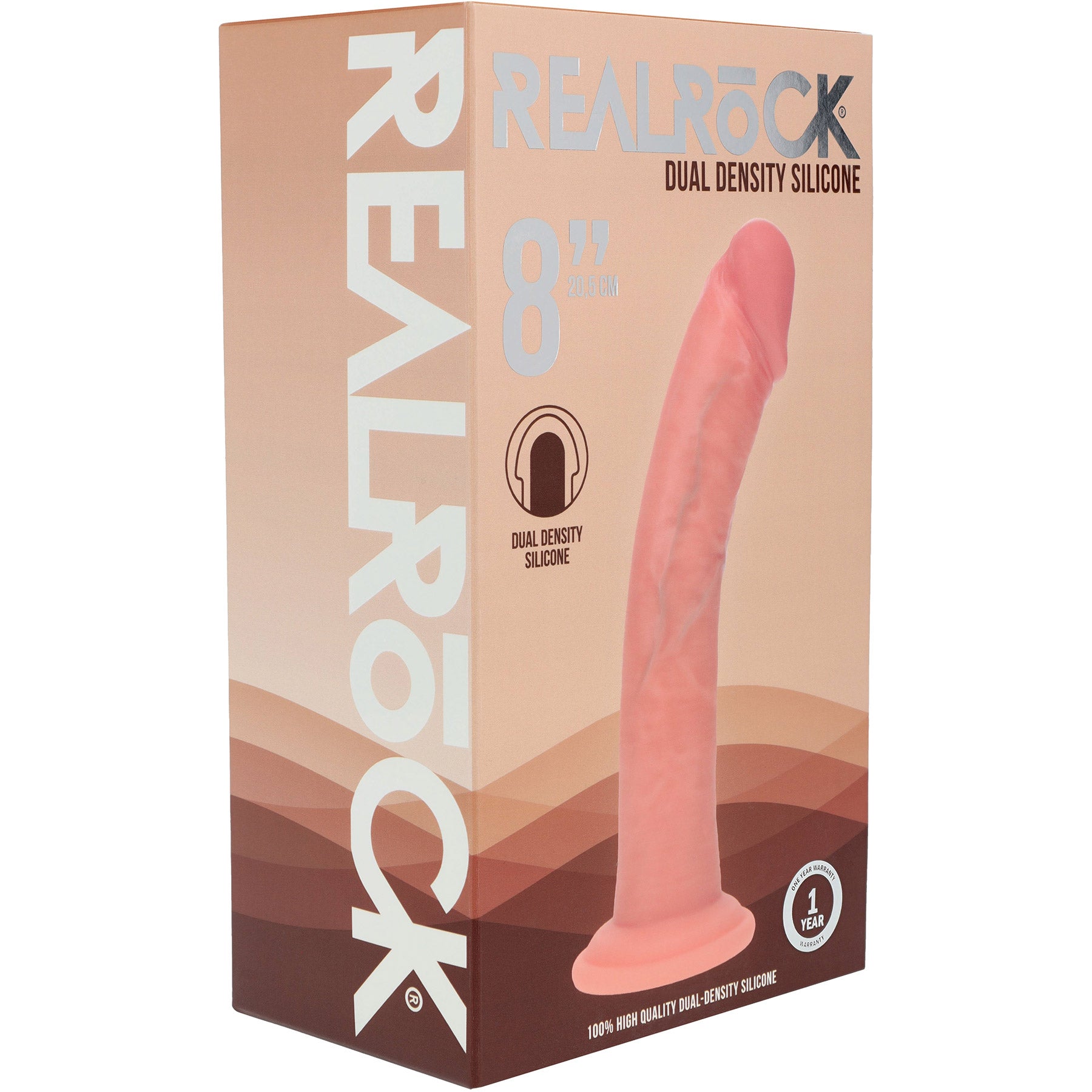 RealRock® 8" Realistic Dual Layered Curved Silicone Suction Cup Dildo - Vanilla