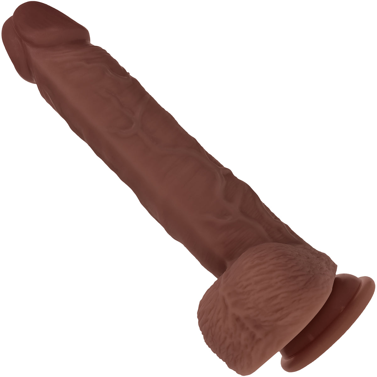 RealRock® 8" Vibrating Thrusting Dildo With Balls And Suction Cup - Chocolate