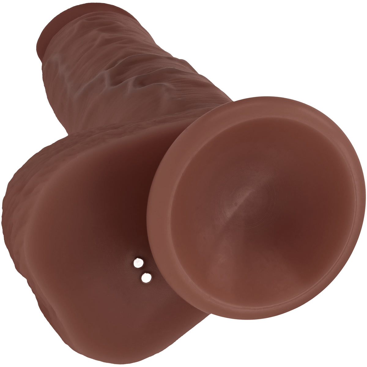 RealRock® 8" Vibrating Thrusting Dildo With Balls And Suction Cup - Chocolate