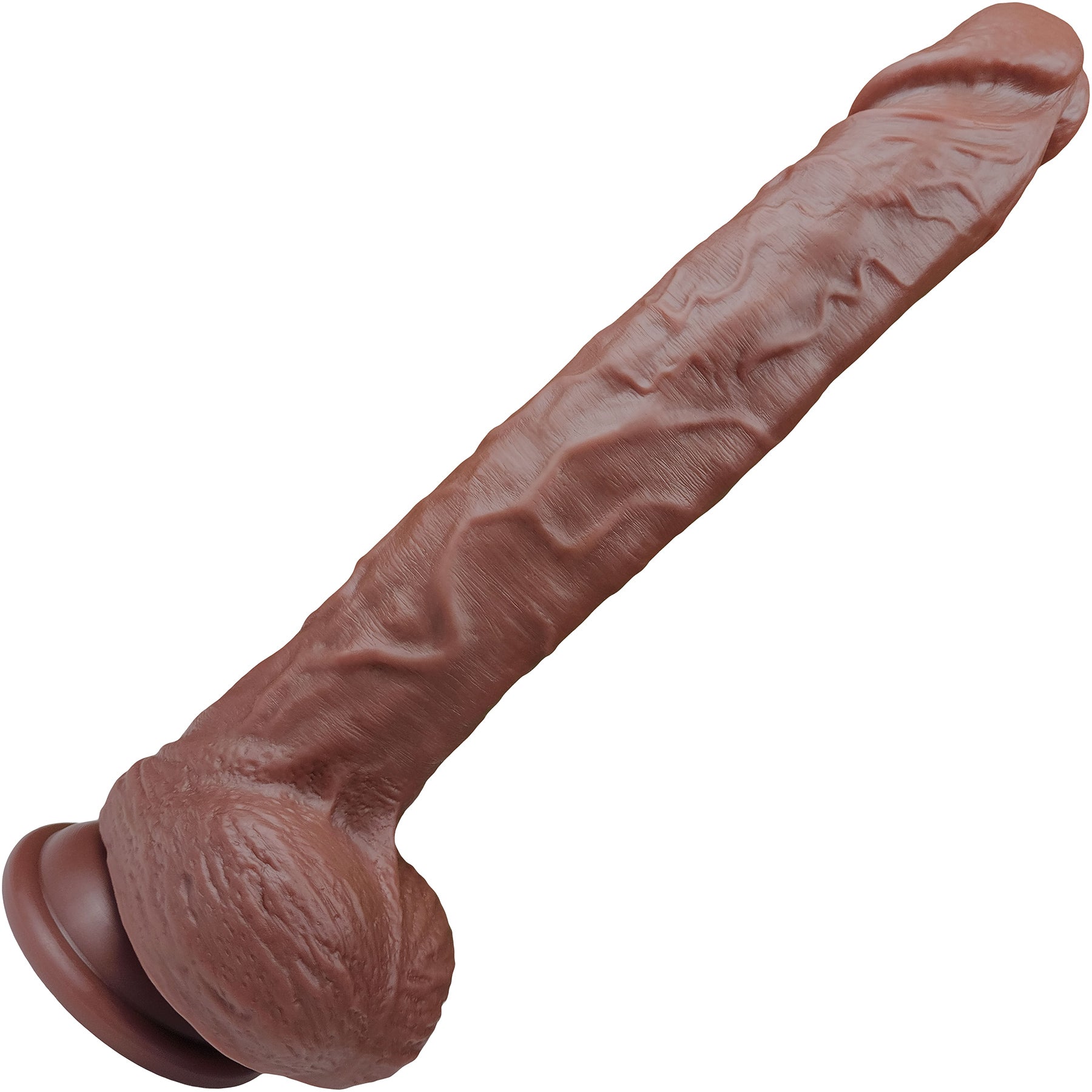 The Rival 8.5 Inch Silicone Realistic Dual Density Dildo With Balls & Suction Cup Base By Fukena - Chocolate