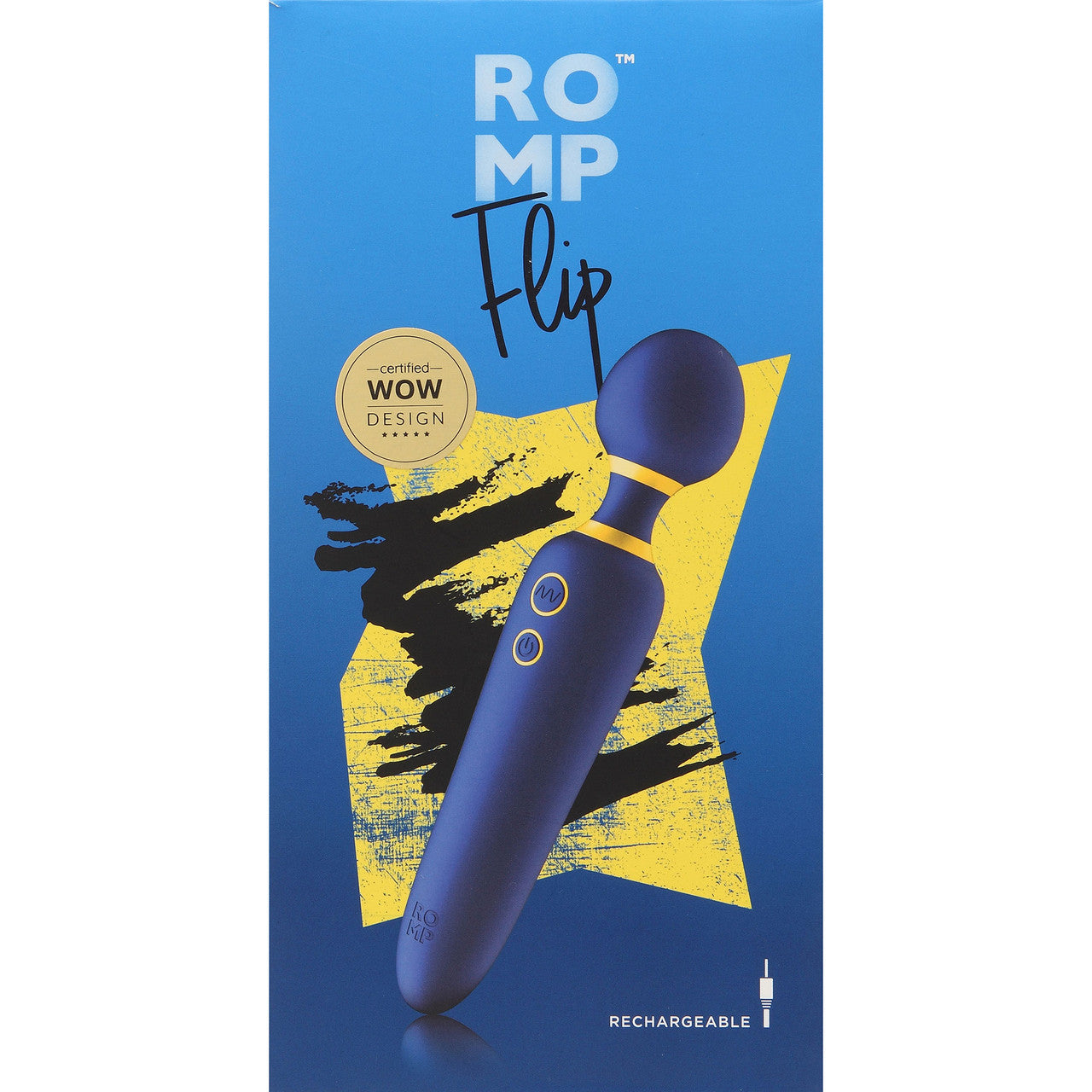 ROMP Flip Silicone Rechargeable Waterproof Wand Massager - Blue