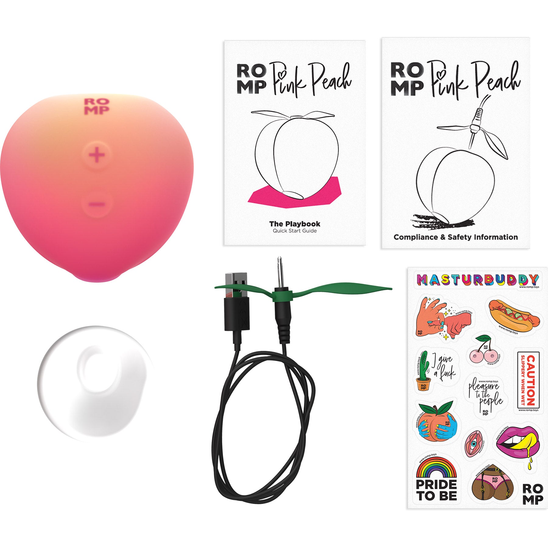 ROMP Pink Peach Pleasure Air Silicone Clitoral Massaging Stimulator