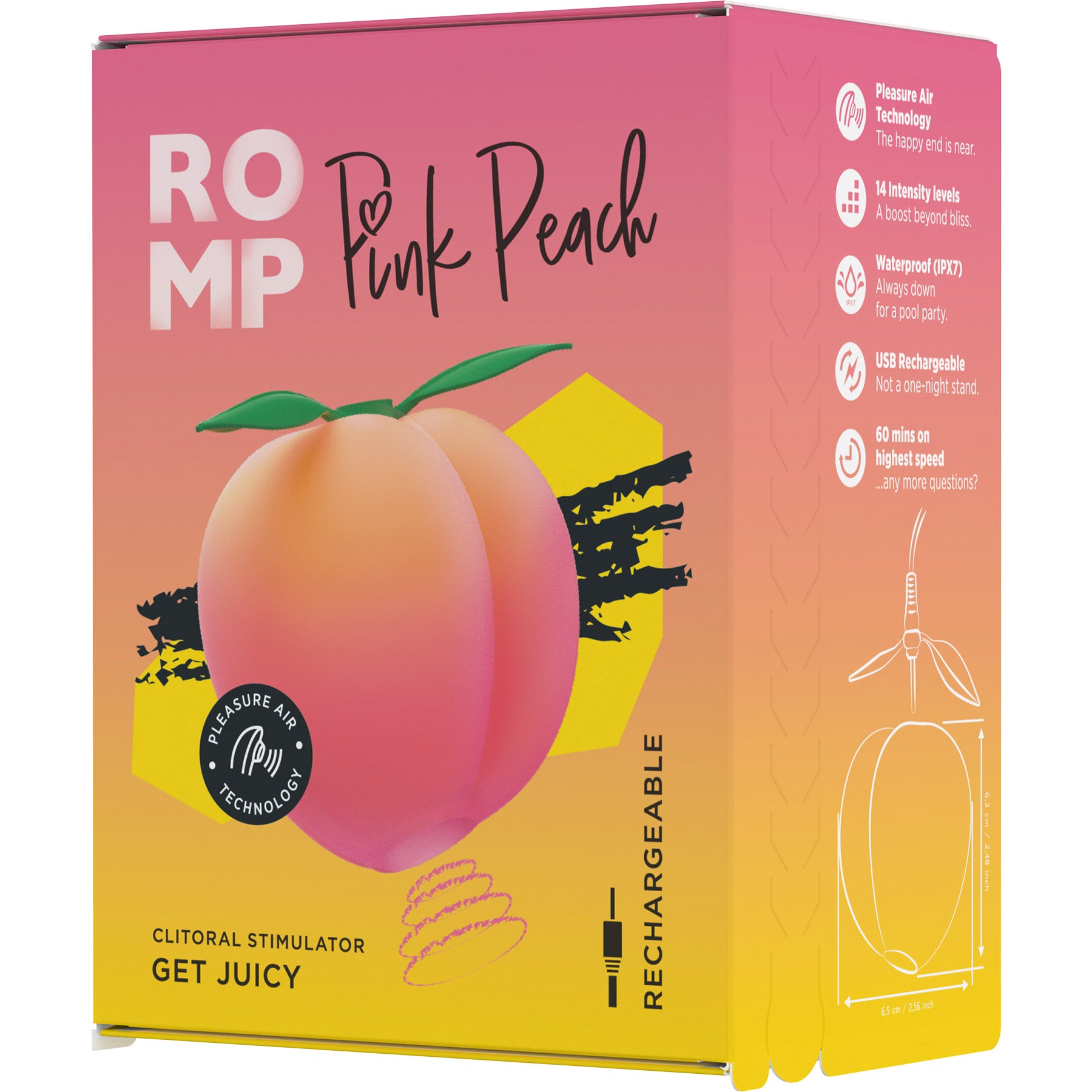ROMP Pink Peach Pleasure Air Silicone Clitoral Massaging Stimulator