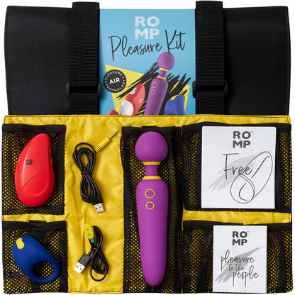 ROMP Pleasure Kit 3 Piece Vibrator Set With Wand Massager, Clitoral Vibrator & Vibrating Penis Ring