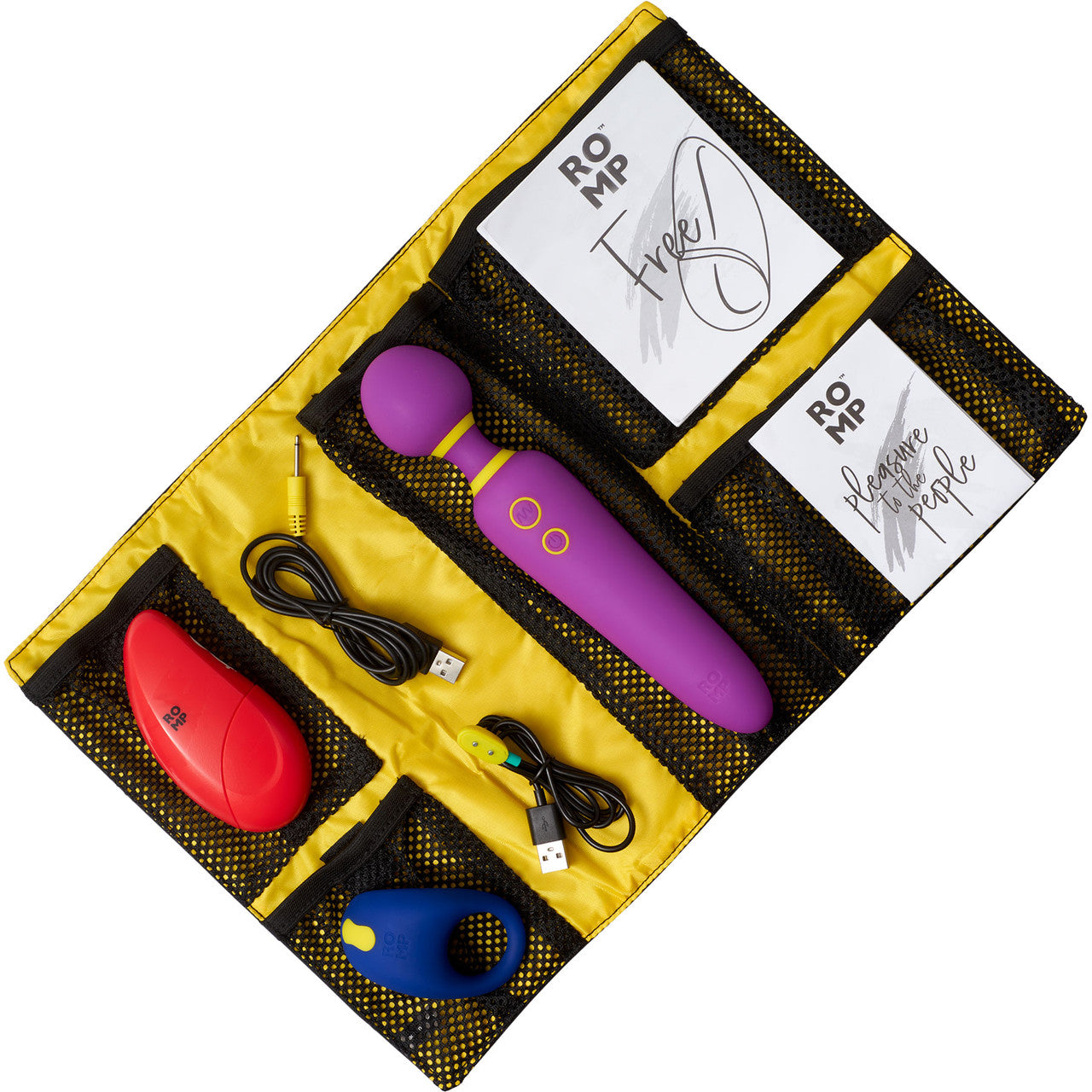 ROMP Pleasure Kit 3 Piece Vibrator Set With Wand Massager, Clitoral Vibrator & Vibrating Penis Ring