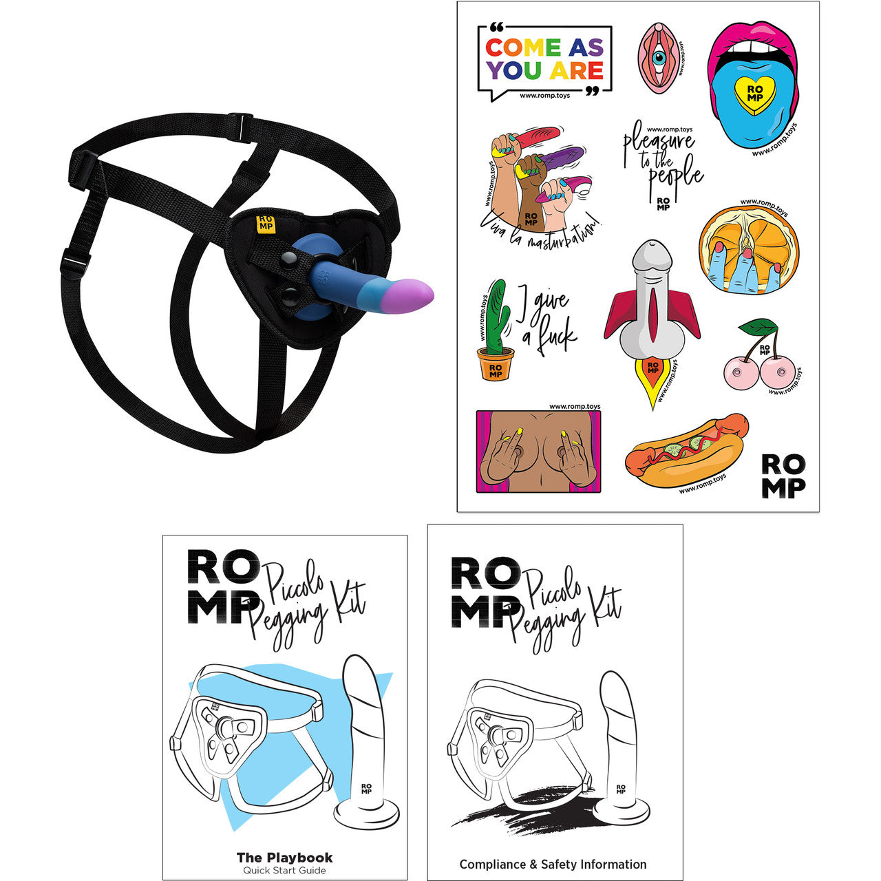 ROMP Piccolo Pegging Kit With Silicone Dildo & Strap On Harness ROMP Piccolo Pegging Kit With Silicone Dildo & Strap On Harness