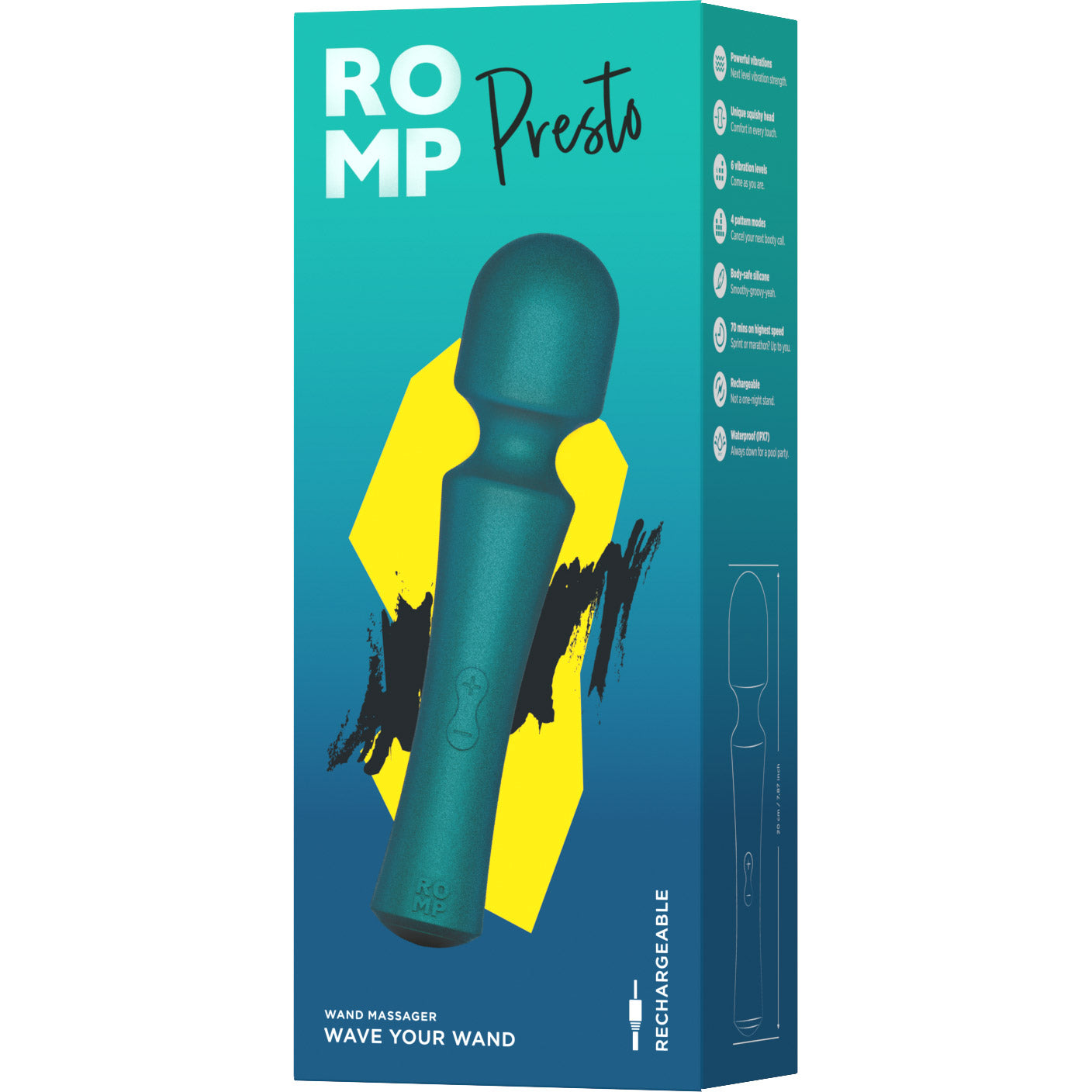 Romp Presto Mini Wand Rechargeable Silicone Clitoral Stimulator