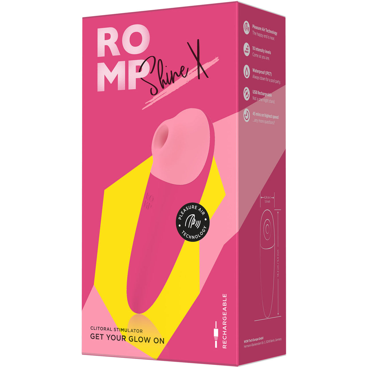 ROMP Shine X Silicone Rechargeable Waterproof Pleasure Air Clitoral Vibrator