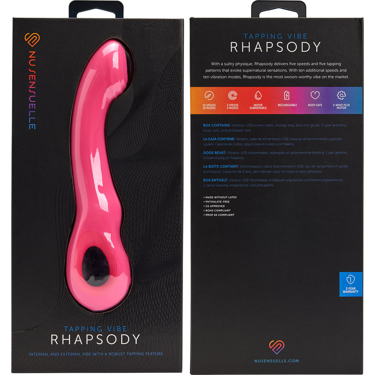 Rhapsody Tapping Vibe Rechargeable Waterproof Silicone G-Spot Vibrator By Nu Sensuelle - Deep Pink Rhapsody Tapping Vibe Rechargeable Waterproof Silicone G-Spot Vibrator By Nu Sensuelle - Deep Pink