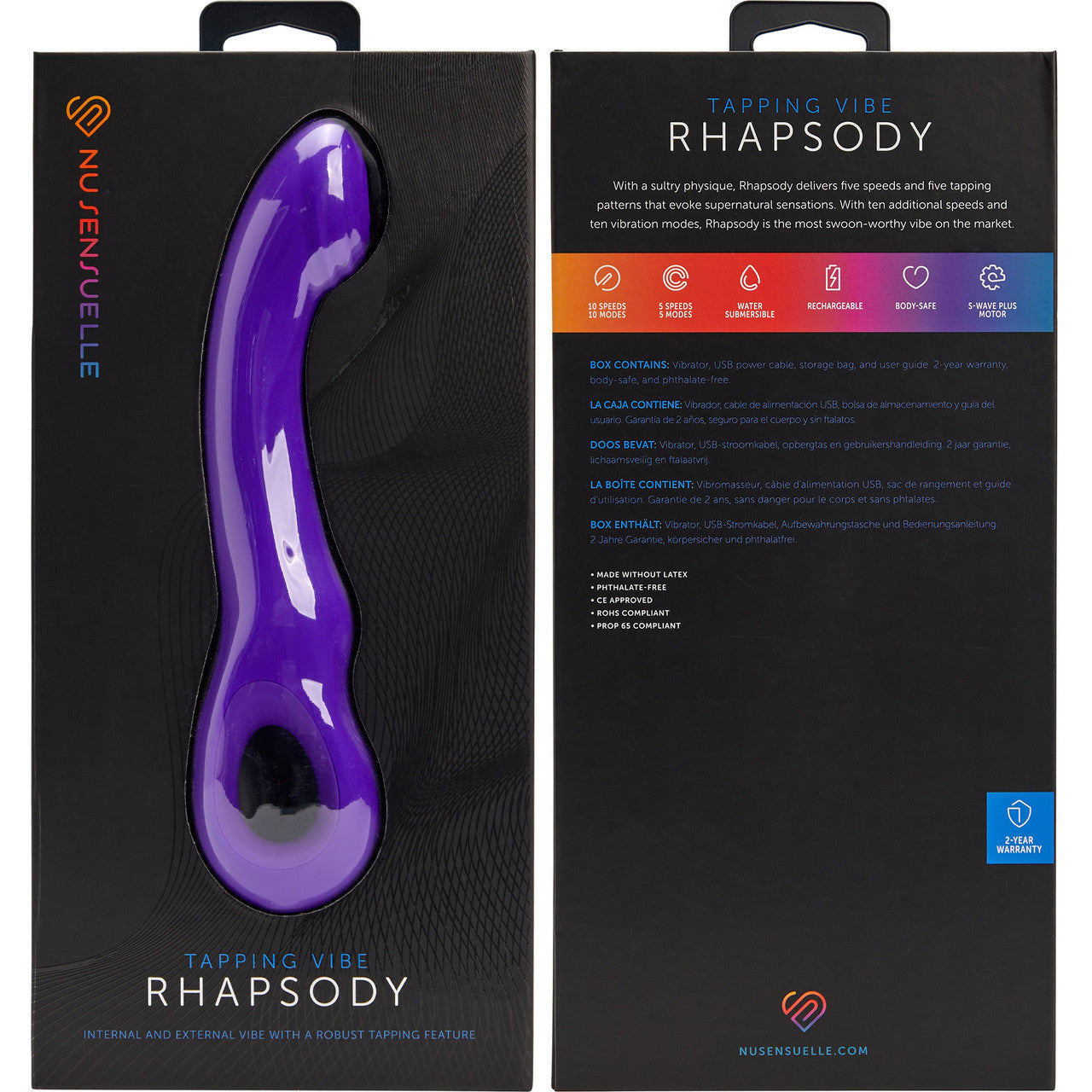 Rhapsody Tapping Vibe Rechargeable Waterproof Silicone G-Spot Vibrator By Nu Sensuelle - Deep Purple