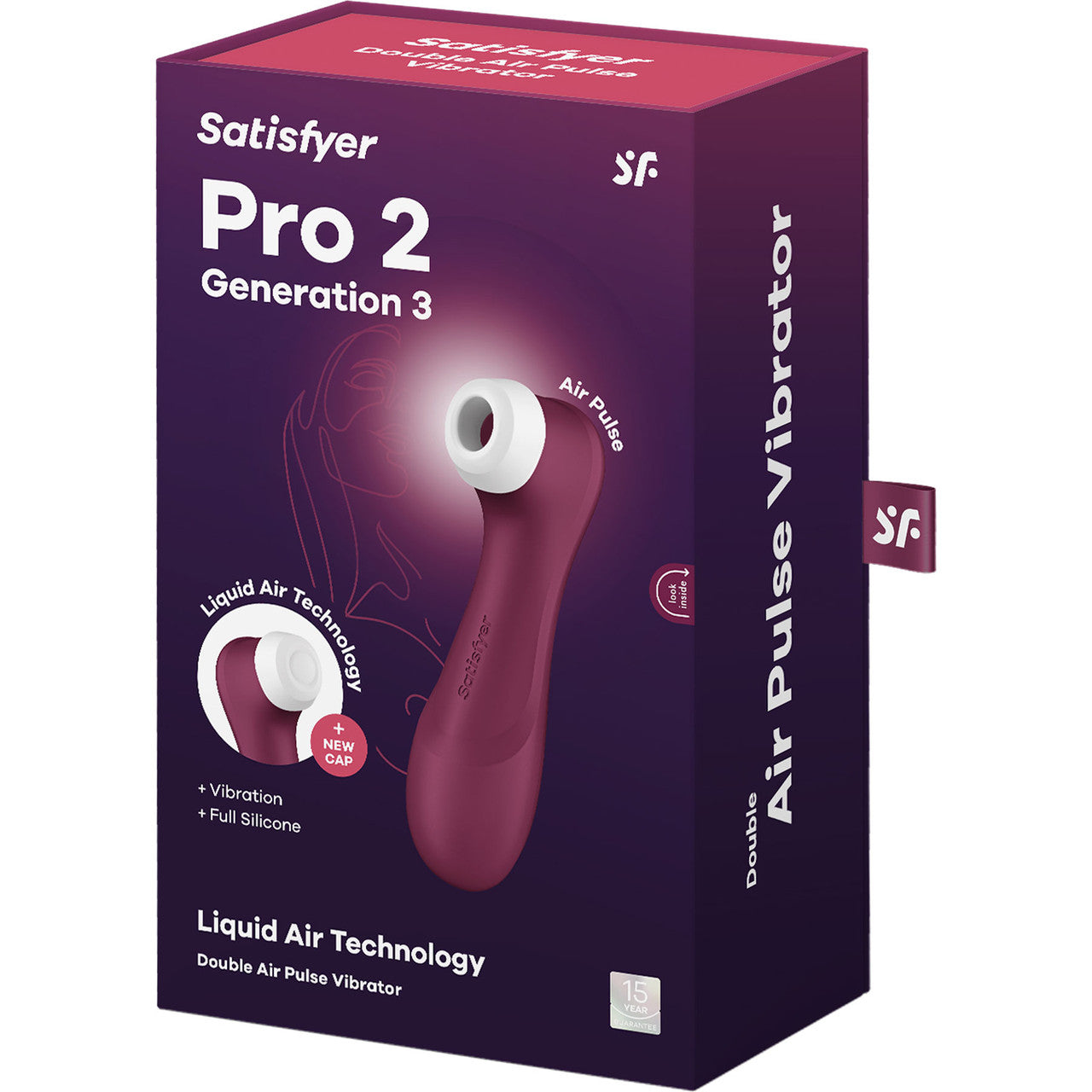 Satisfyer Pro 2 Generation 3 Pressure Wave Rechargeable Waterproof Stimulator - Wine