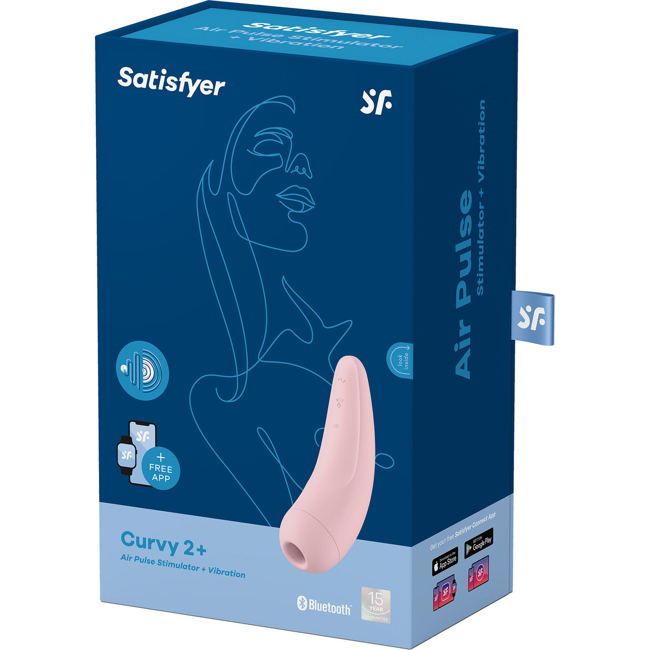 Satisfyer Curvy 2+ Pressure Wave Waterproof Rechargeable Clitoral Stimulator - Pink